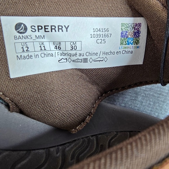 Sperry Banks Flip Flop Mens 12 Brown Like New Nautical Thong Sandals 104156 - Picture 4 of 6